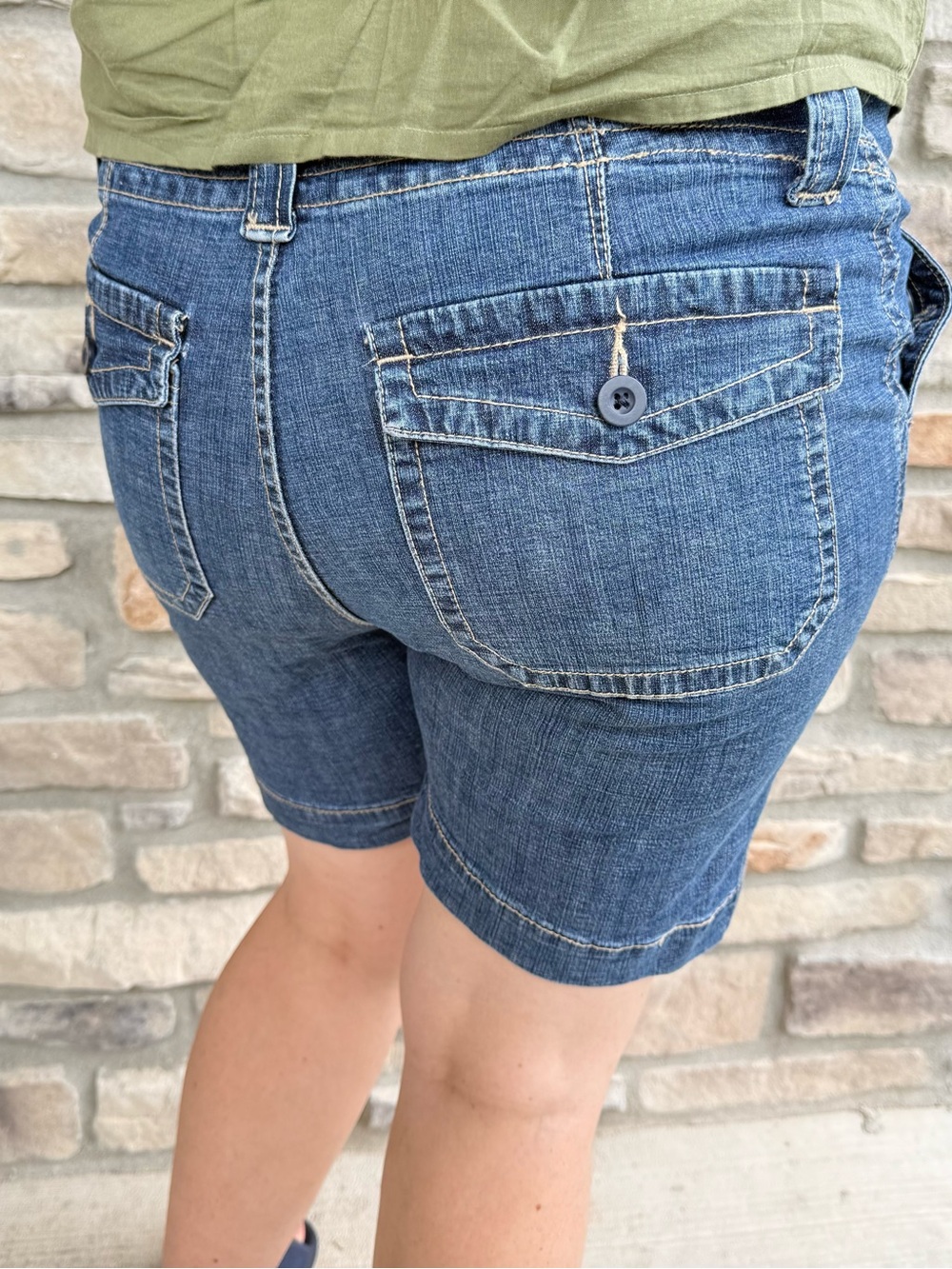 Lee Dark Blue Denim Mid-Thigh Shorts